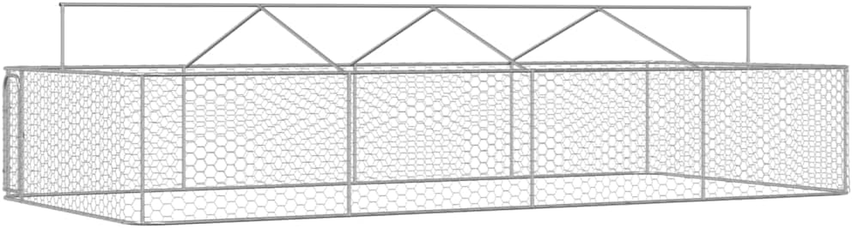 Vidaxl Galvanized Steel Outdoor Dog Kennel with UV Protected Roof and Lockable Latch System - Silver, Large Exercise Space (600X300X150 Cm) image number 3