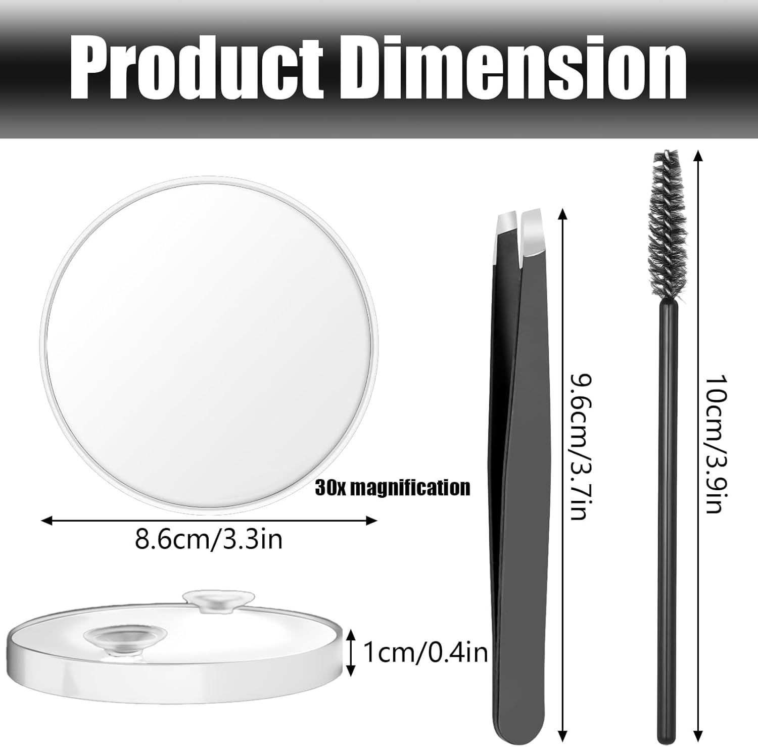 30X Magnifying Mirror, 3.4 Inch Magnifying Makeup Mirror, Travel Magnifying Mirror for Eyes Makeup, Eyebrow Tweezing, Shaving (White) image number 2