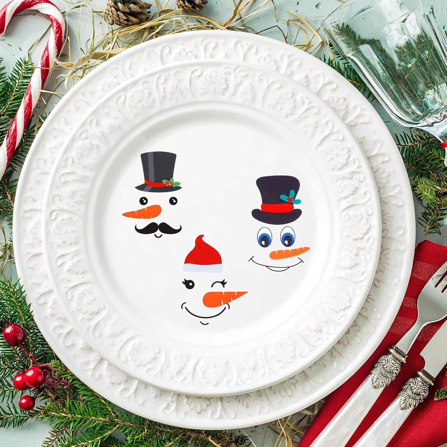 Nezyo 60 Pieces Christmas Snowman Stickers for Crafts Small Snowman Face Decals Vinyl Sticker for Xmas Window Refrigerator Wall Door Art Decorations Party Favor Decor Supplies image number 3