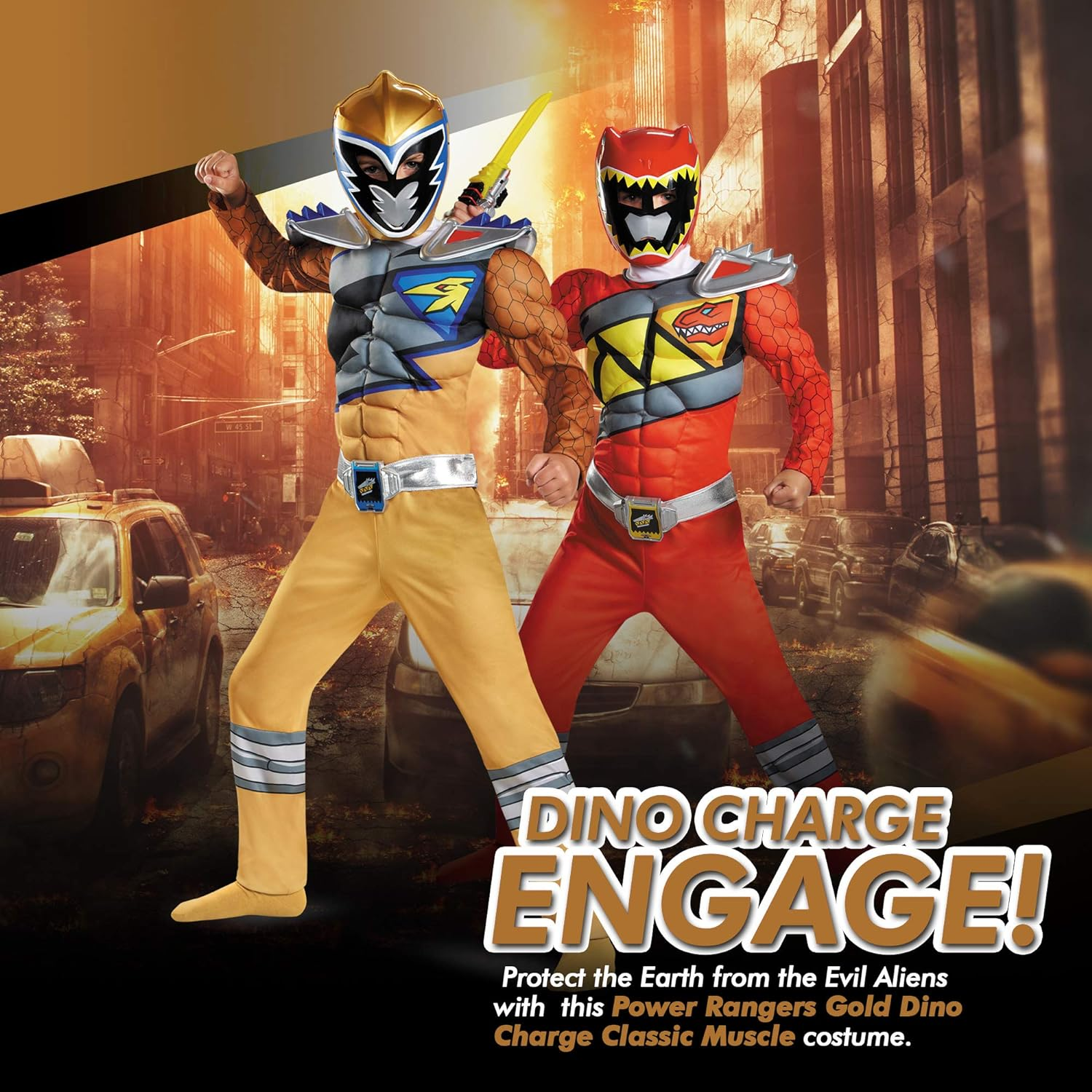 Power Rangers Dino Charge Gold Classic Muscle Child Costume