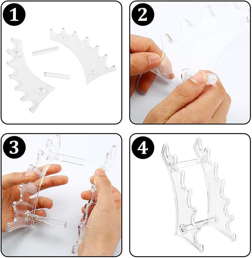FOMIYES Transparent Acrylic Pen Holder for Desk, 2Pcs Eyeliner Eyebrow Pencil Display Rack, Office Writing Pens Organizer, Arc-Shaped Makeup Stand image number 3