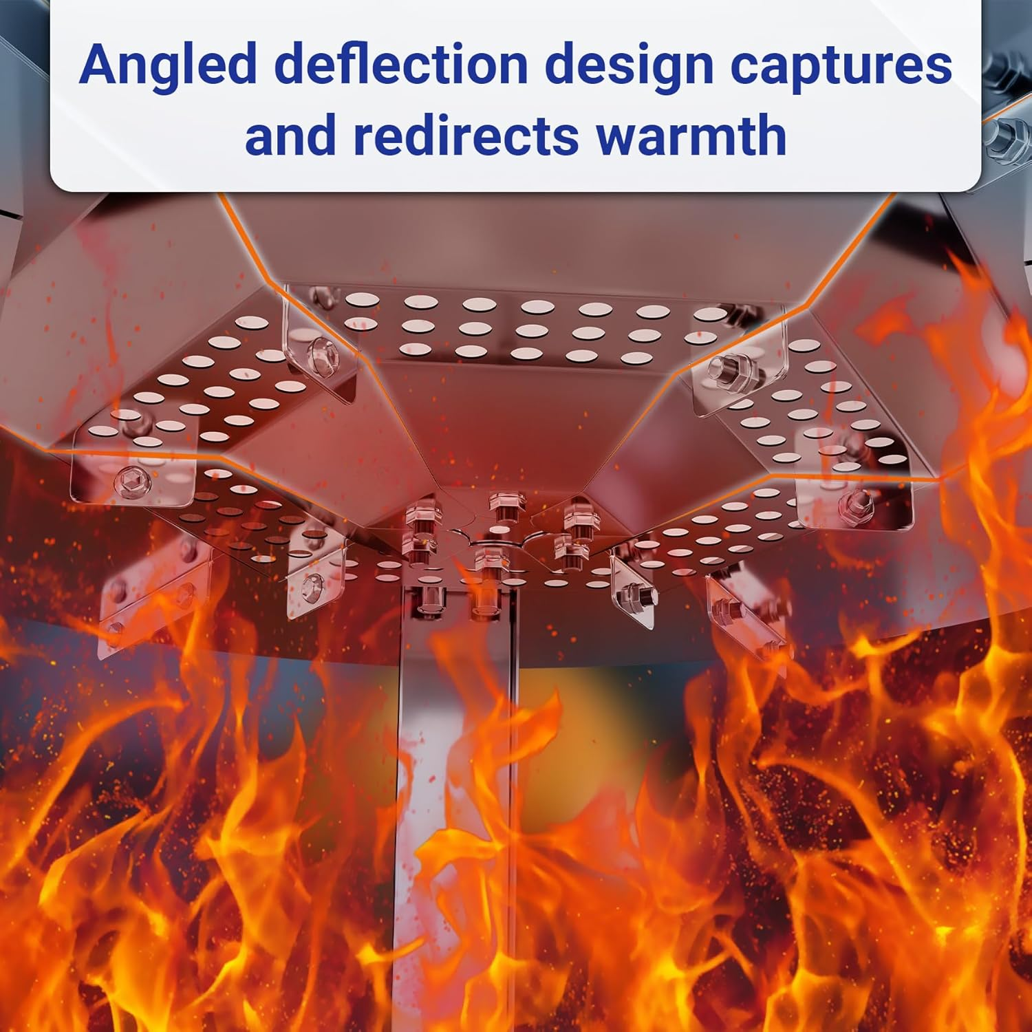 Heat Deflector Fit for Solo Stove Ranger 15", 304 Stainless Steel Heat Diffuser for Ranger Fire Pit with Grill Gloves & Fix Hoop, Capture and Redirect Warmth, Camping Accessory