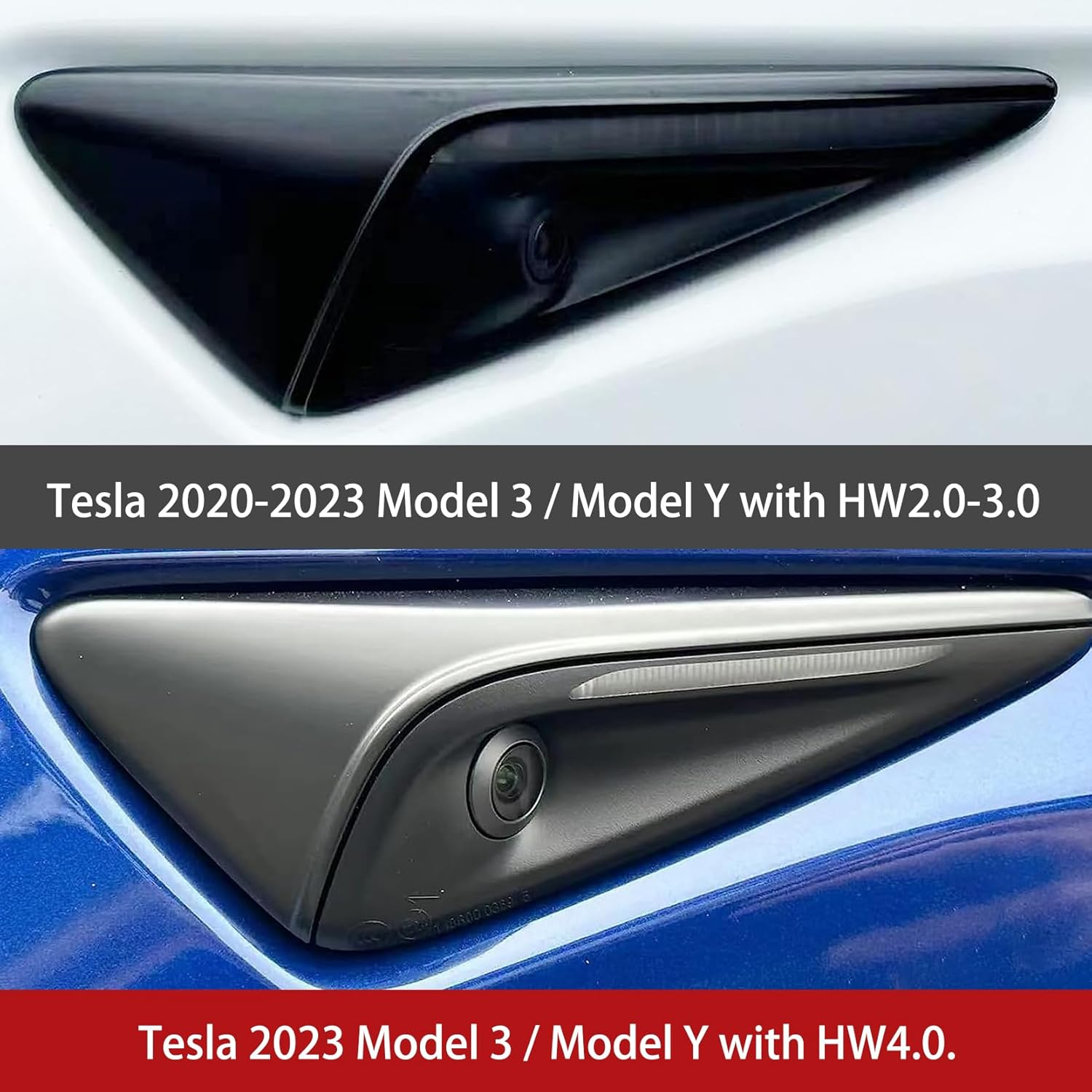 2 PCS Car Side Camera Protective Cover, Turn Signal Side Camera Indicator Light Decorative Sticker, Compatible with Tesla Model3/Y Protector Accessories (Red) image number 5