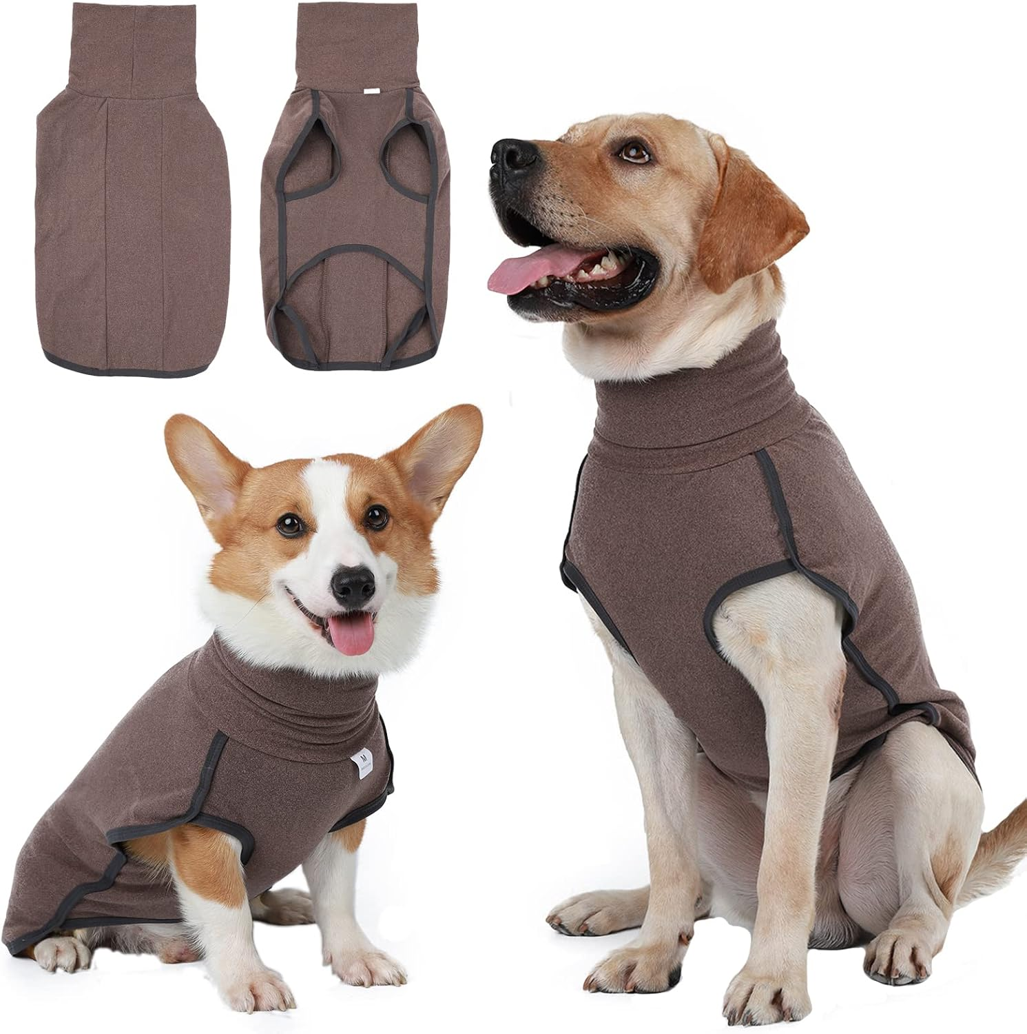 Hjyokuso Dog Jumper Dog Fleece Vest Sweater Stretch Sweatshirt, Warm & Lightweight Pullover Pajama Dog Coat, Autumn Winter Cold Weather Puppy Clothes Jacket for Small Medium Large Dogs (Brown 3XL)