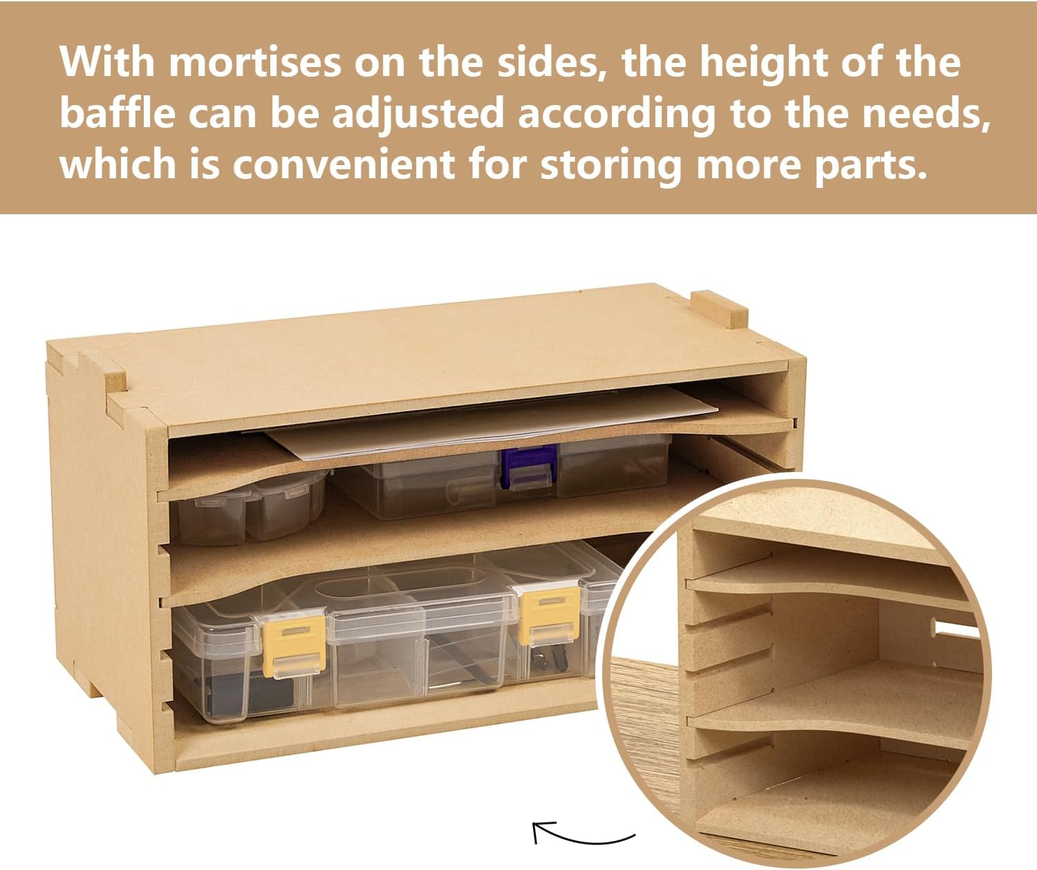 Bucasso Plastic Mold Making Tools Storage Box, Model Paint Organizer with MDF Material, Highly Adjustable Model Kit Tool Paint Rack, Parts/Brush/Tool Holder Suitable for Tamiya and Gundam Tools, GK5 image number 5