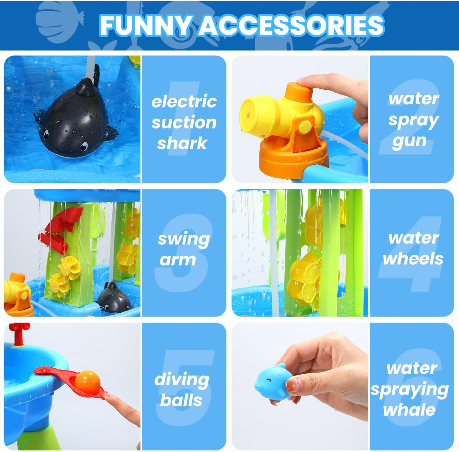Skirfy Water Table with Water Pump for Toddlers Kids, 3-Tier Outdoor Sand and Water Play Water Activity Tables Beach Toys for outside Backyard for Toddlers Age 3-5 image number 5