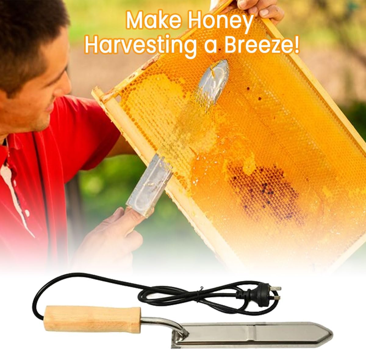 Electric Honey Uncapping Knife | Stainless Steel Electric Honey Comb Cutter | Wax Scraper & Uncapping Cutter Tool | Beekeeping Tools for Beekeeper Honey Extraction & Beeswax Harvesting image number 4