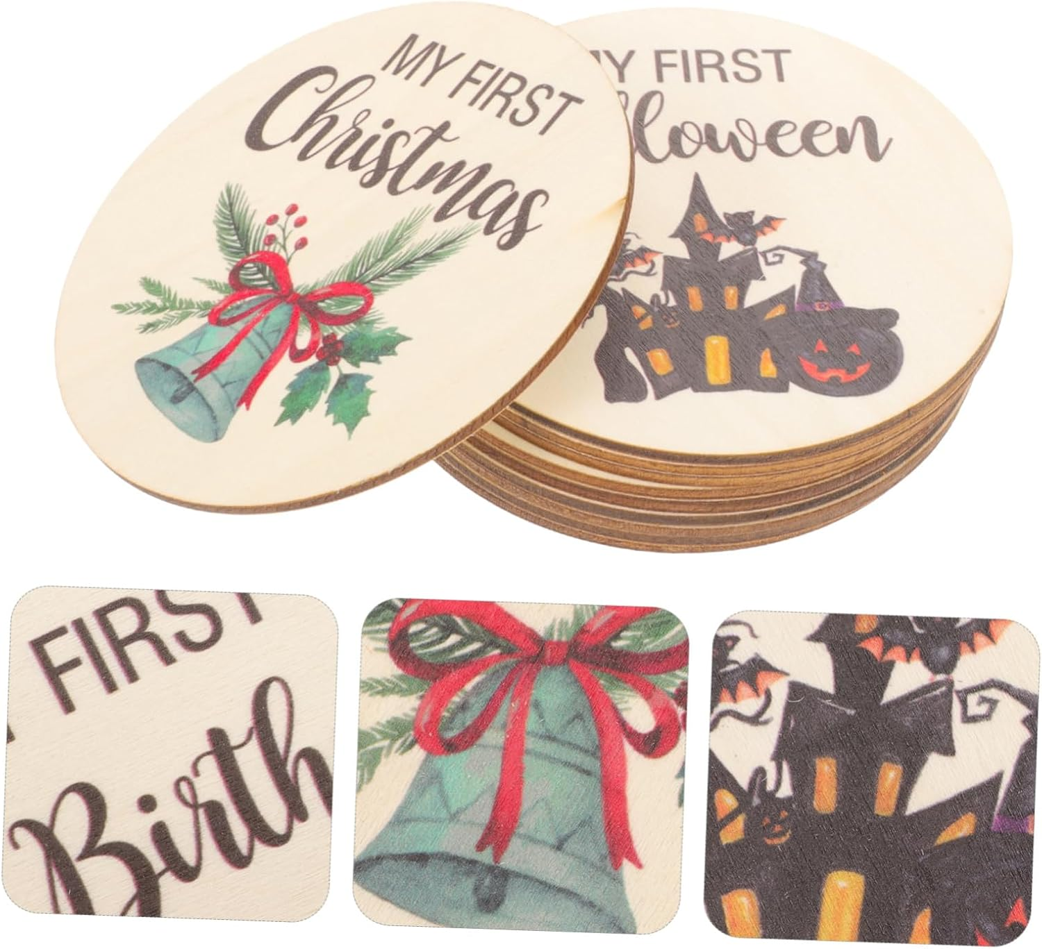 ERINGOGO Wooden Milestone Signs Birth Announcement Cards Months Milestone Wall Decor