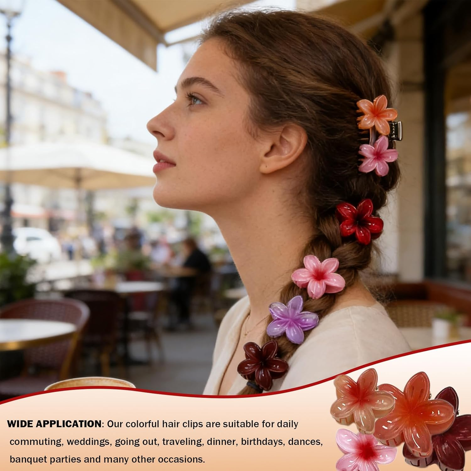 FISH DRAGATE Pack of 12 Flower Hair Clips, Flower Hair Clips, Hair Clips, 6 Colours, Women'S Accessories, Flower Hair Clip, for Girls, Wedding, Party image number 1