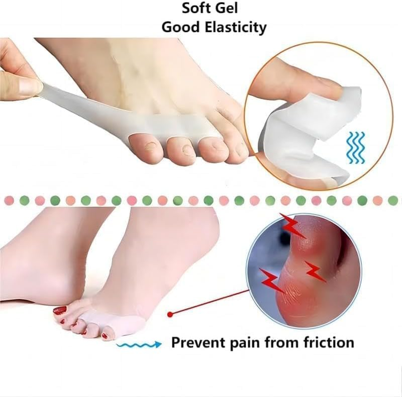 Pinky Toe Separator 10 Pack Bunion Pads Gel Little Pinky Toe Protectors Sleeve Bunion Corrector for Pain Relief Tailor'S Bunions, Curled Pinky Toes, Overlapping Toe (White, One Size) image number 2