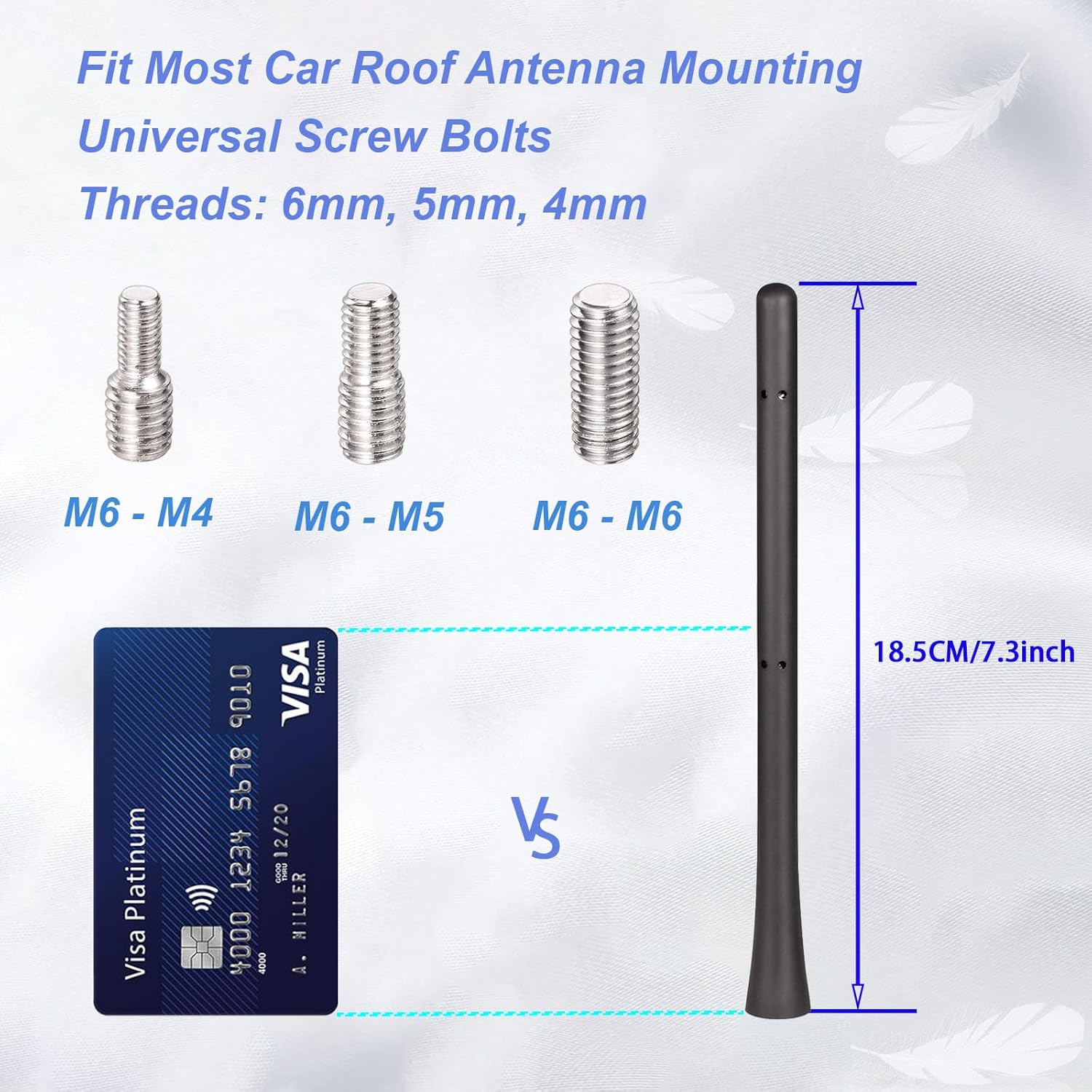 AQTAQ Universal Vehicle Roof Mount Rubber Car Aerial Antenna AM FM Antenna Car Roof Antenna Car 18Cm/7Inch Car Radio Antenna with M4 M5 M6 Threaded Adapter Suitable for Most Models Etc