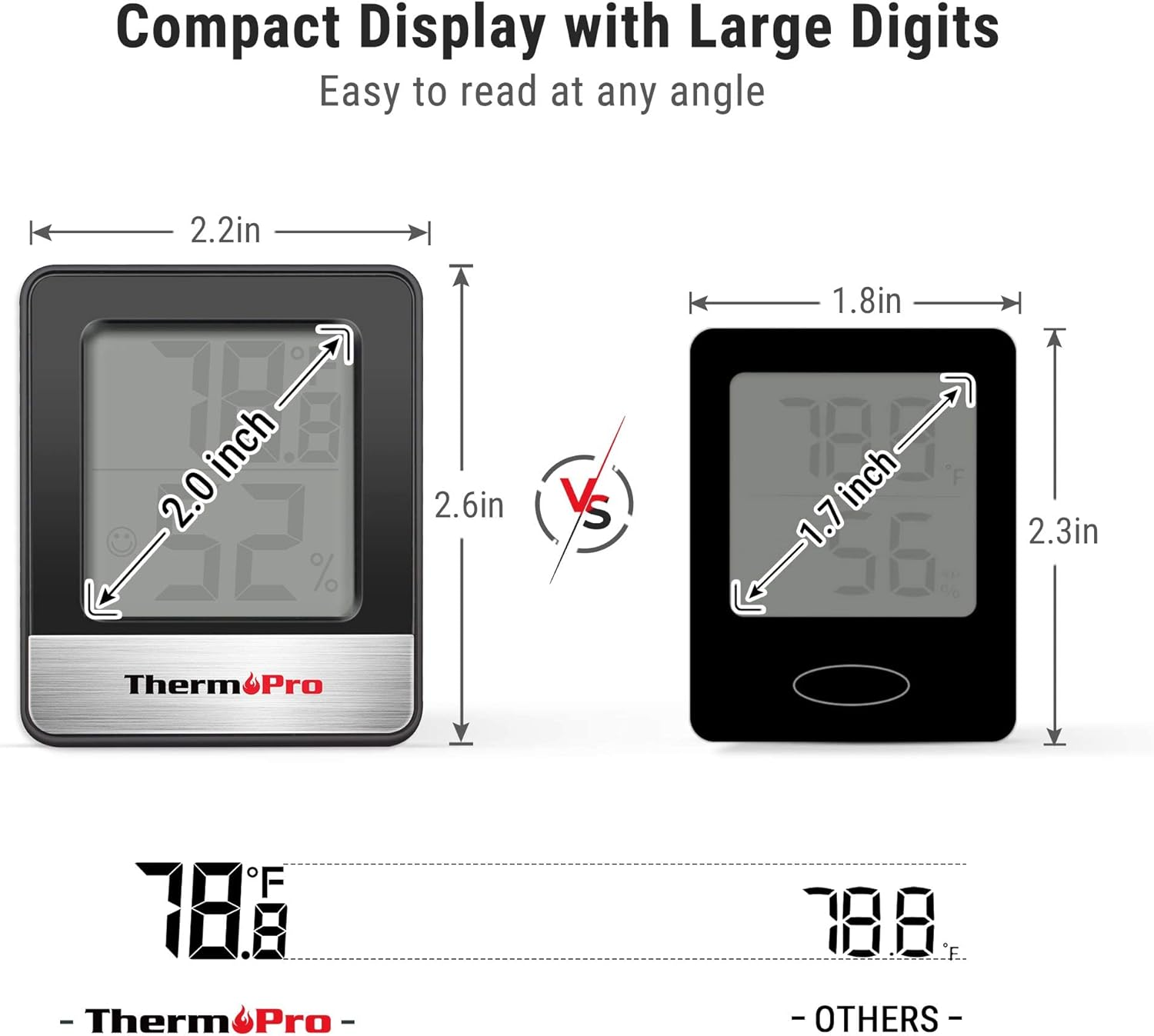 Thermopro TP49 2 Pieces Digital Hygrometer Thermometer Humidity Meter Room Thermometer with Temperature and Humidity Monitor Outdoor Thermometer Black image number 1