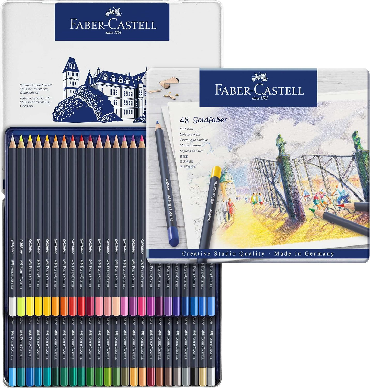 Faber-Castell Vibrant Goldfaber Color Pencils, Assorted &ndash; Tin of 48, (18-114748) image number 5