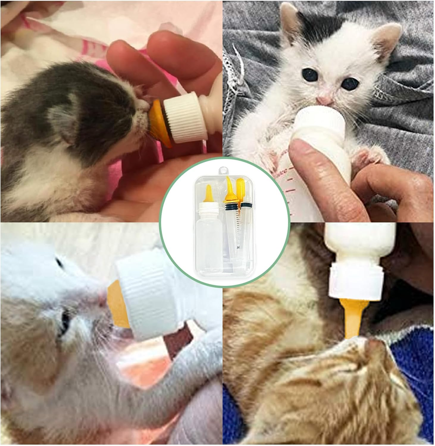 10Pcs Pet Nursing Bottle Set with Case, Including Feeding Bottle and Syringe with Nipples, Newborn Pet Feeding Nipple Set with 4 Pacifiers for Kittens, Rabbits, Puppies and Other Small Animals - B Kit image number 2