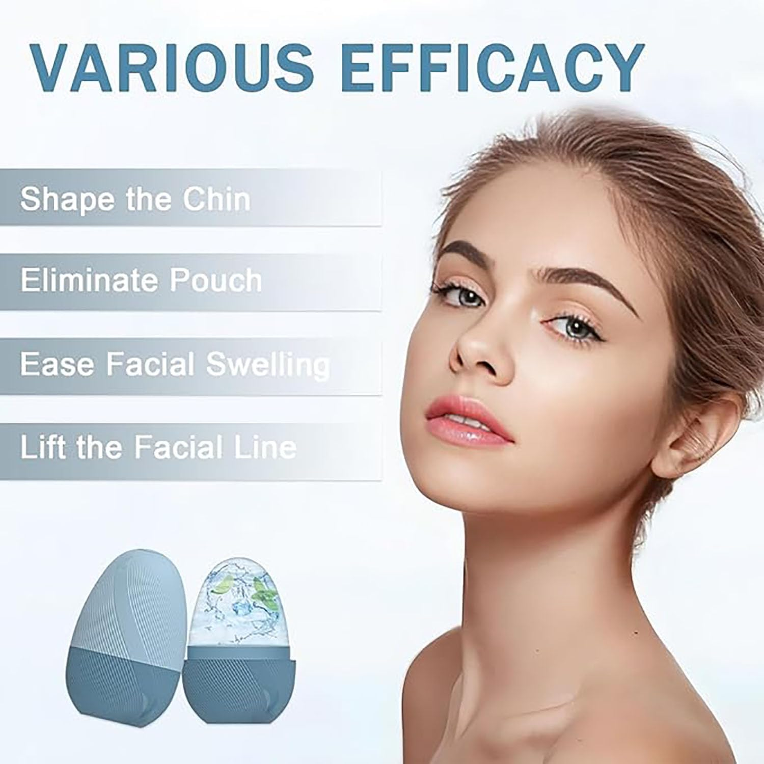 EOMECUIGAO Ice Cube Roller Massager for Face Silicone Ice Roller Massage Lift Firm & Brighten Face(Blue) image number 5