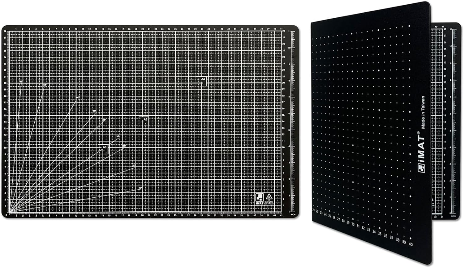 Imat Flip Cutting Mat Note A3, 45X30 Cm, Foldable, Ideal for Crafts, Paper Cutting, Hand-Drawn Illustrations, Creative Collages (Black)
