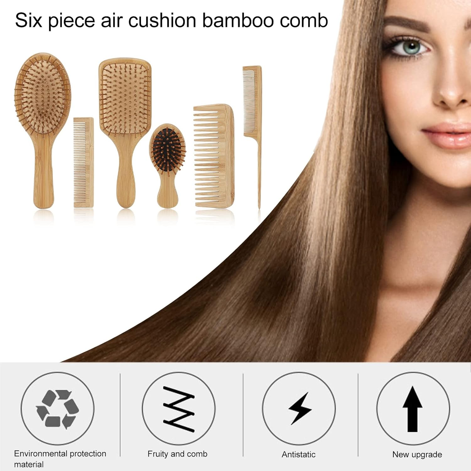 Hair Brush Comb Set, Detangling Hair Hair Brush Set Environmentally Friendly for Barber Shop image number 2