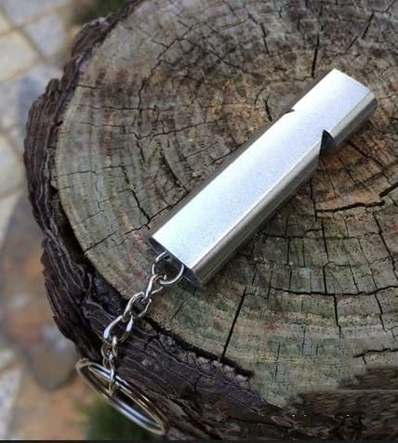Whistle for Disaster Prevention, Crime Prevention, Disaster Whistle, Emergency Rescue, Outdoors, Climbing, Coaches, Large Volume, Metal, Double Tube Whistles, Includes Key Ring (Silver, 3 Pcs)