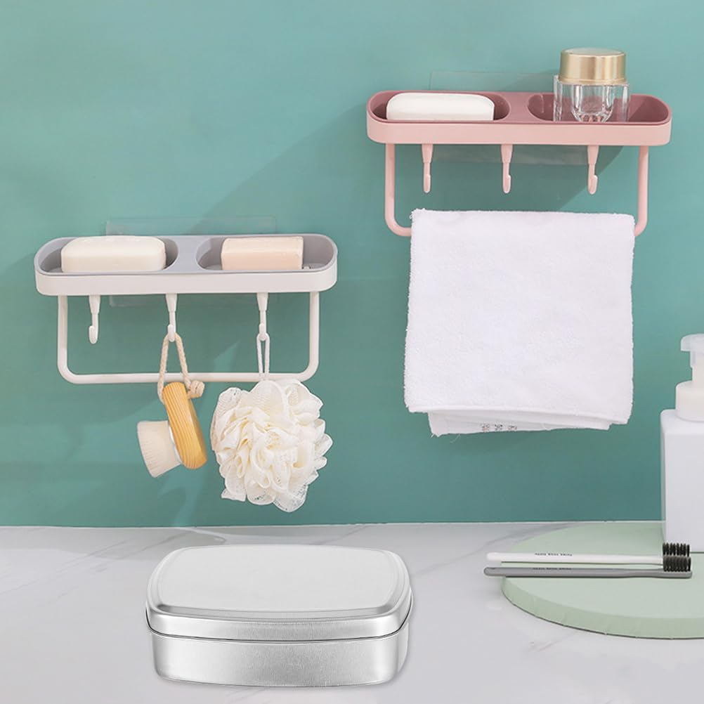 DECHOUS 2 Pcs Aluminum Soap Case Metal Bar Soap Holder with Lid Portable Travel Soap Container Cosmetic Containers Soap Boxes for Home Travel 120Ml image number 4