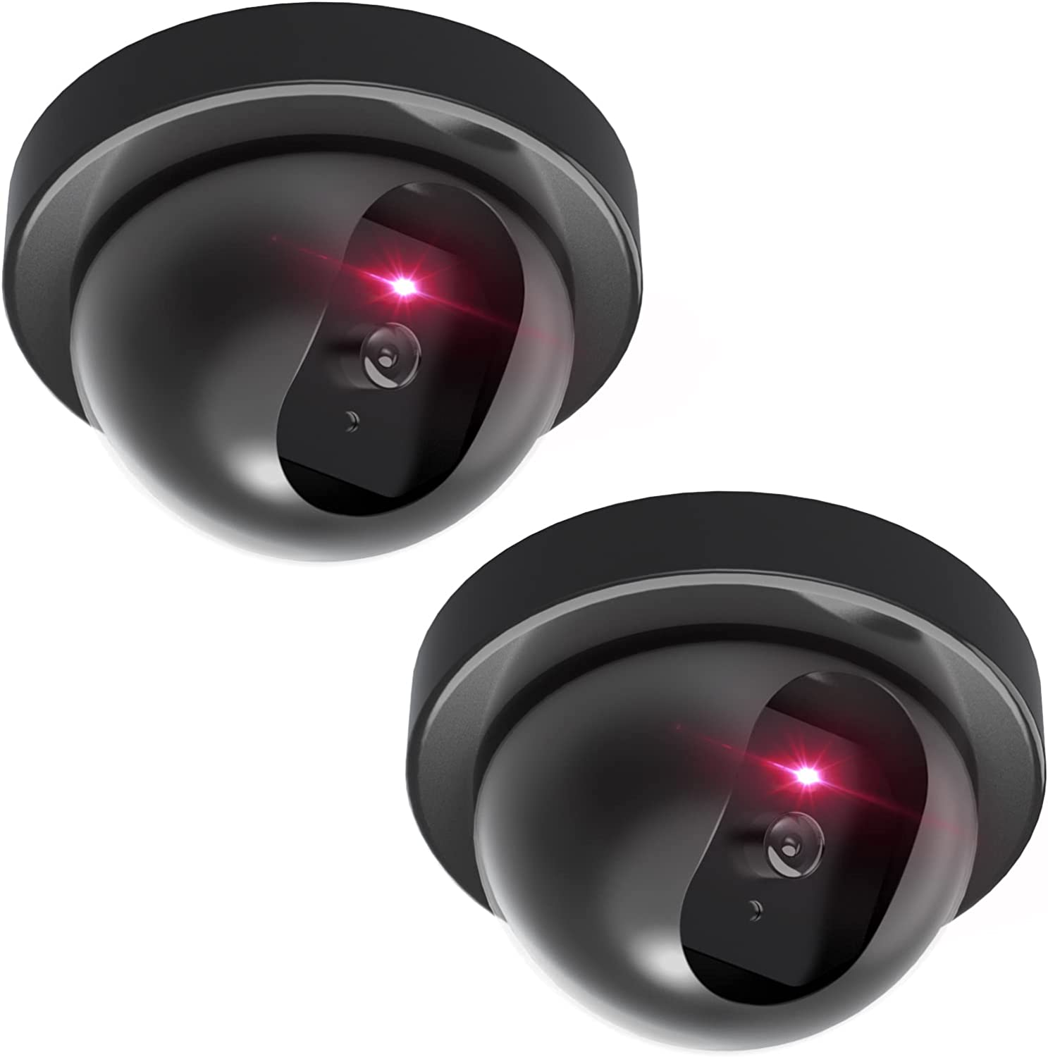 WALI Dummy Fake Security CCTV Dome Camera with Flashing Red LED Light with Security Alert Sticker Decals (SDW-2), 2 Packs, White