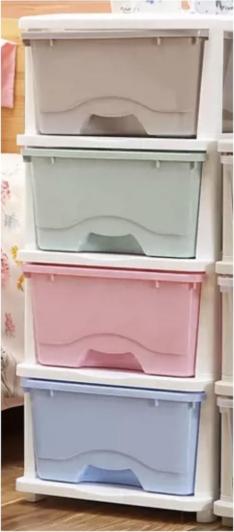 4 Tier Drawer Storage Organiser Plastic Office Box Cabinet Coloured image number 1