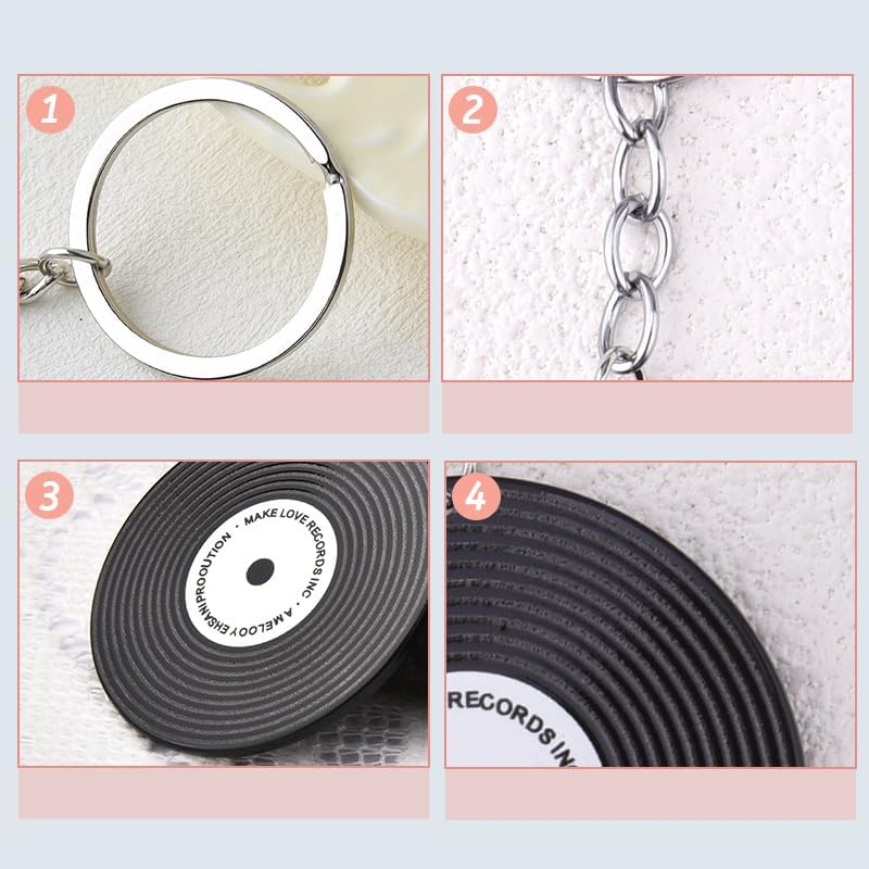Vinyl Record Player Music Keychain Gifts for Music Lover Christmas Birthday Gifts Black Phonograph Disk Key Ring for Musicians DJ Musical Gift Keepsake Party Favors image number 1