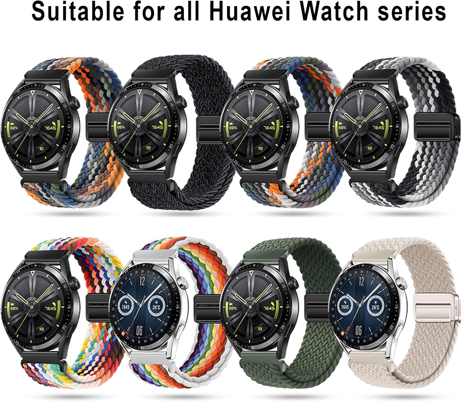 Nylon Strap 20Mm Compatible with Huawei Watch GT2 GT3 42Mm, Samsung Galaxy Watch 7/6/5/4 40Mm 44Mm 45Mm 45Mm, Garmins Vivoactive 5, Amazfits GTS 4, Braided Stretchy Magnetic Watch Band - Blue image number 4