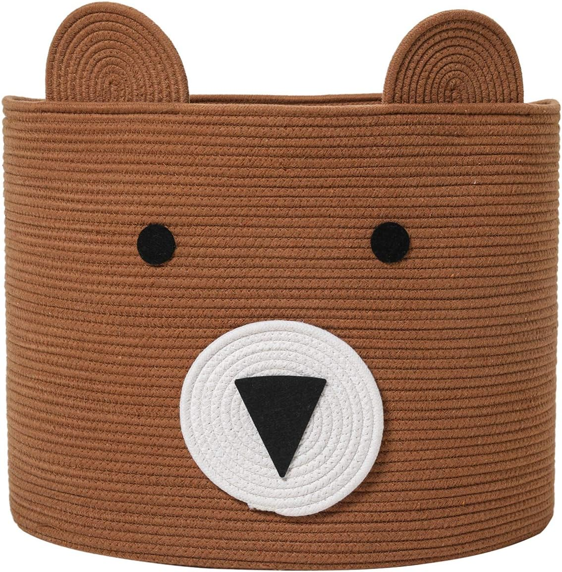 Cottonphant Large Cotton Rope Basket, Animal Basket, 18"X15", Grey, Foldable Laundry Hamper, Toy Storage Bin, for Kids Toys Clothes in Bedroom, Baby Nursery