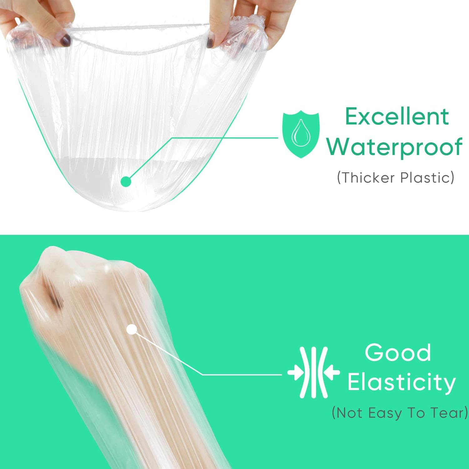 200 Pcs Disposable Shower Caps, Waterproof Plastic Clear Hair Cap, Spa, Hair Salon, Travel, Hotel and Home Use for Women Kids Girls