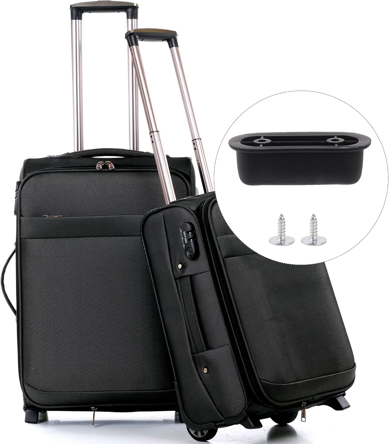 BQLZR Black Plastic Luggage Bracket Side Stud Foot Pad 1.14 Inch Hole Spacing D Type