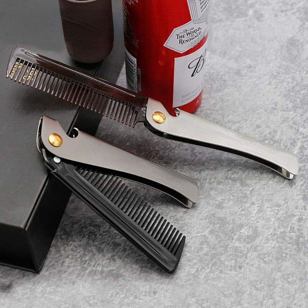 VOANZO Folding Comb Moustache Comb Stainless Steel Beard Comb for Hairdressing Salon in the Household image number 4
