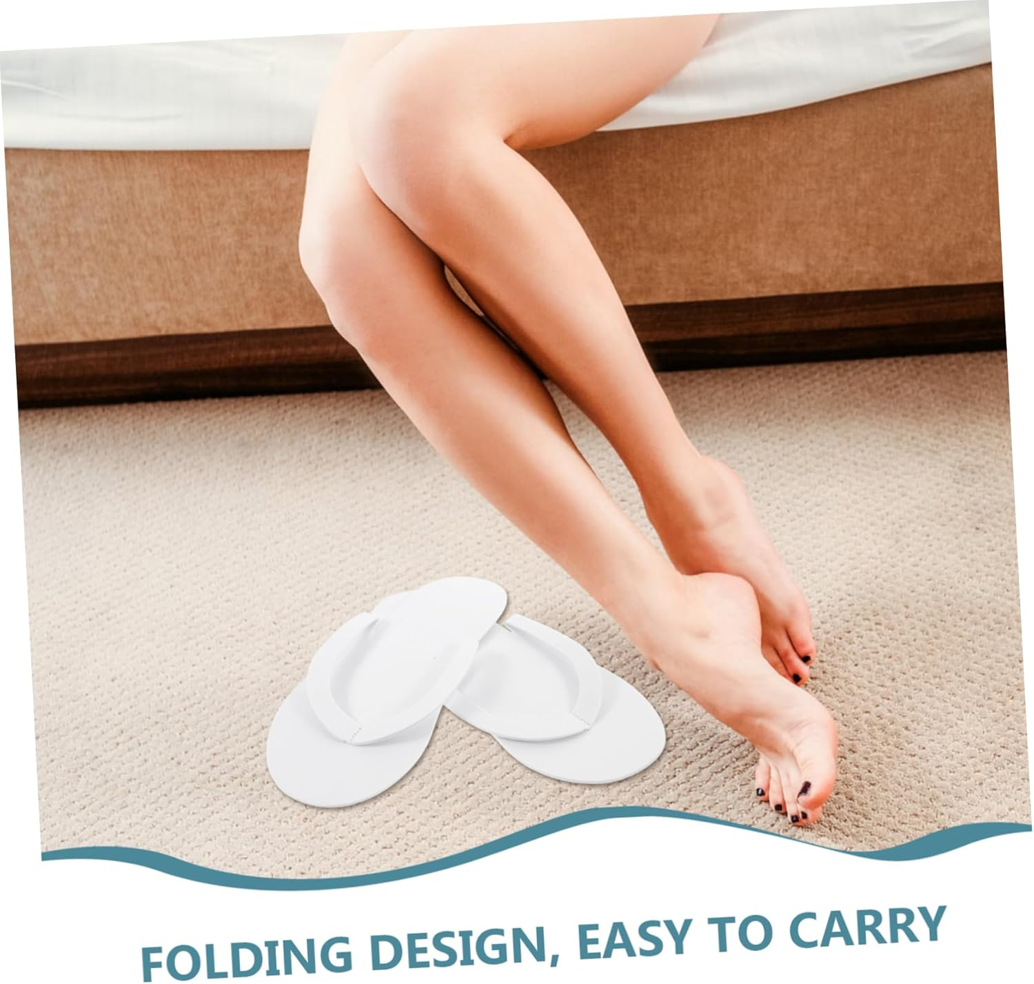 Disposable EVA Shower Slippers for Women Quick Dry Foldable Non Slip Bathroom Slides for Home Travel Spa Nail Salon Use image number 4