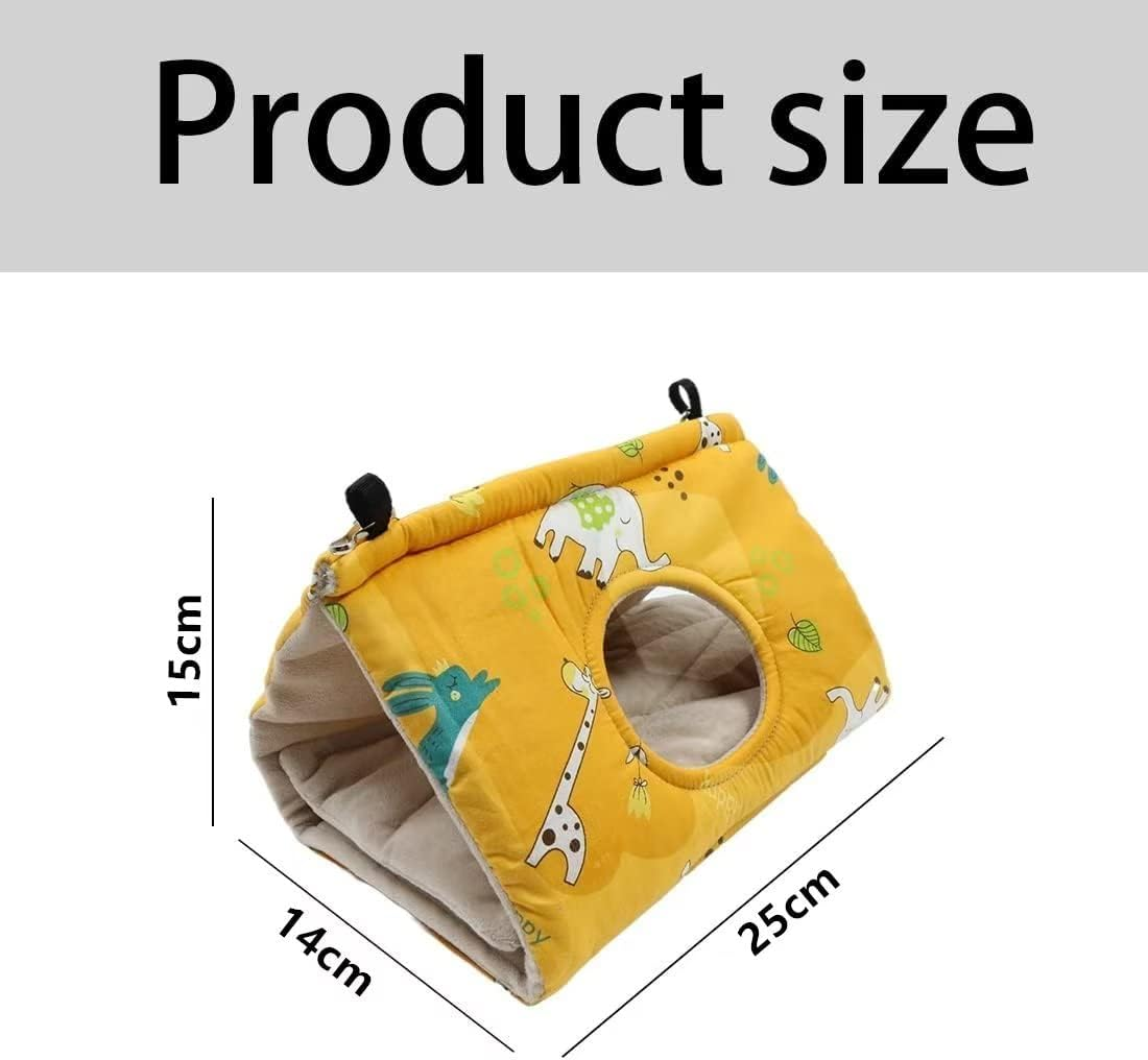 Norhogo Winter Warm Bird Nest House Parrot Hammock Hanging Cave Cage Bird Nest Winter Nest House with Changing Mat for Macaw Budgies Cockatiels Cockatoo M, Yellow image number 4