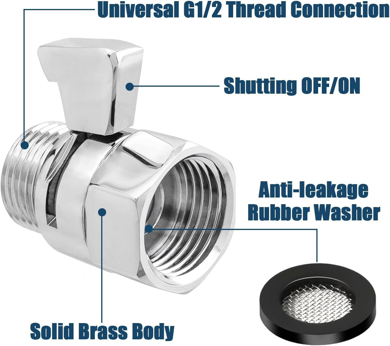 2 Pcs Shower Head Flow Control Valve Shut-Off Valve Water Flow Control Valve G1/2 Brass Pressure Reducer Water Volume Adjust Valves for Handheld Shower image number 2