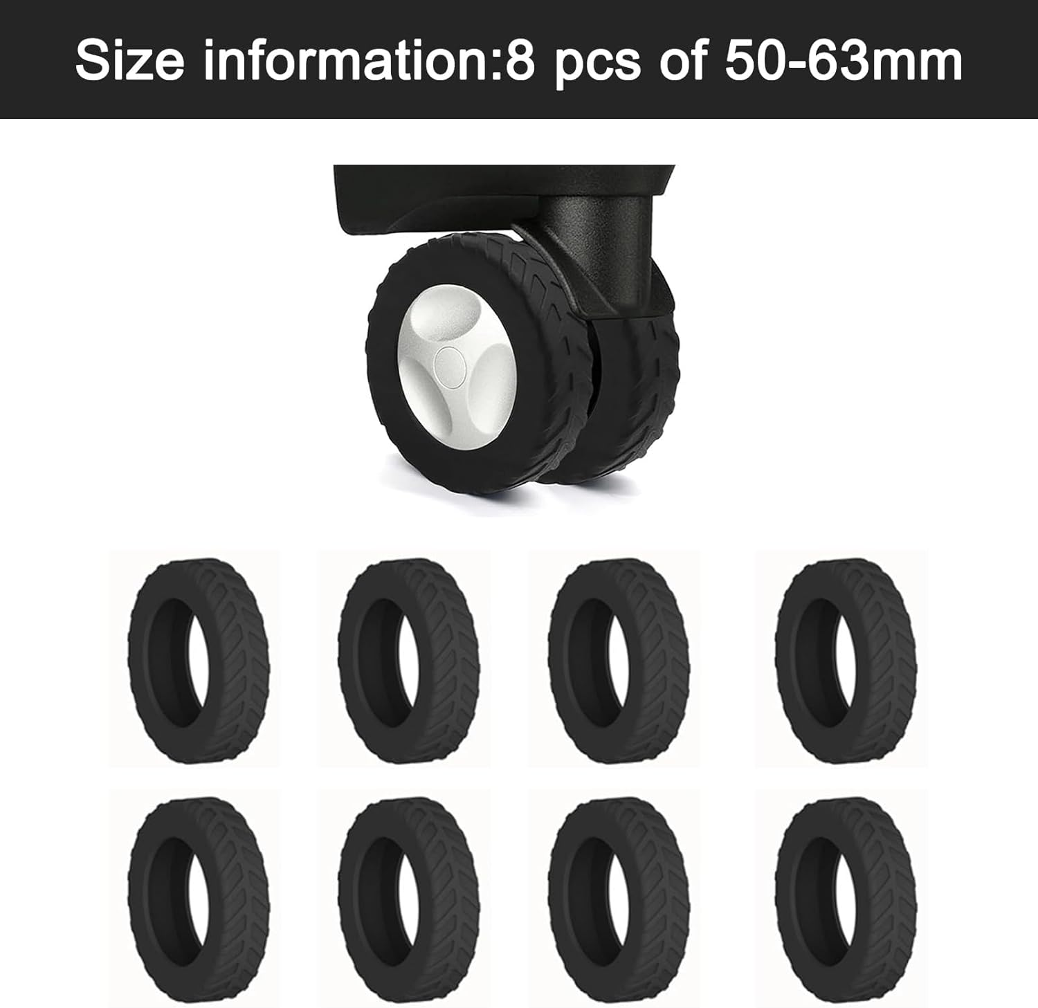 8Pcs Luggage Wheel Covers,Silicone Suitcase Cover for 2-2.4'' Spinner Wheel, Carry on Luggage Wheels Protector,Upgrade Suitcase Wheels Protective,Essential Travel Accessories image number 4