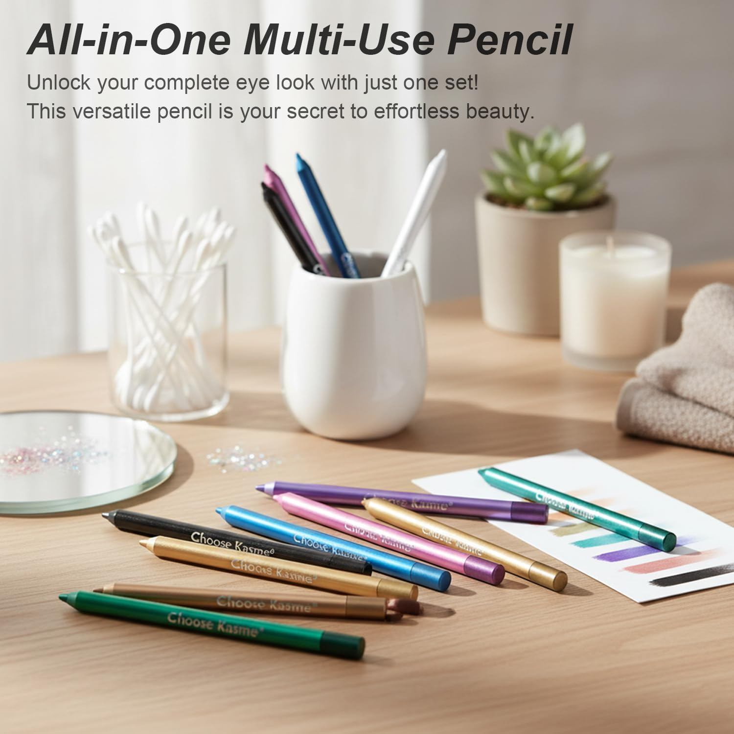 12 Colorful Eyeliner Pencil Set - Waterproof Gel Eye Liner with Multi-Color Glitter, Eyeshadow Stick for Smoky & Party Looks, Long-Lasting Multipurpose Eye Makeup for Daily & Special Occasions