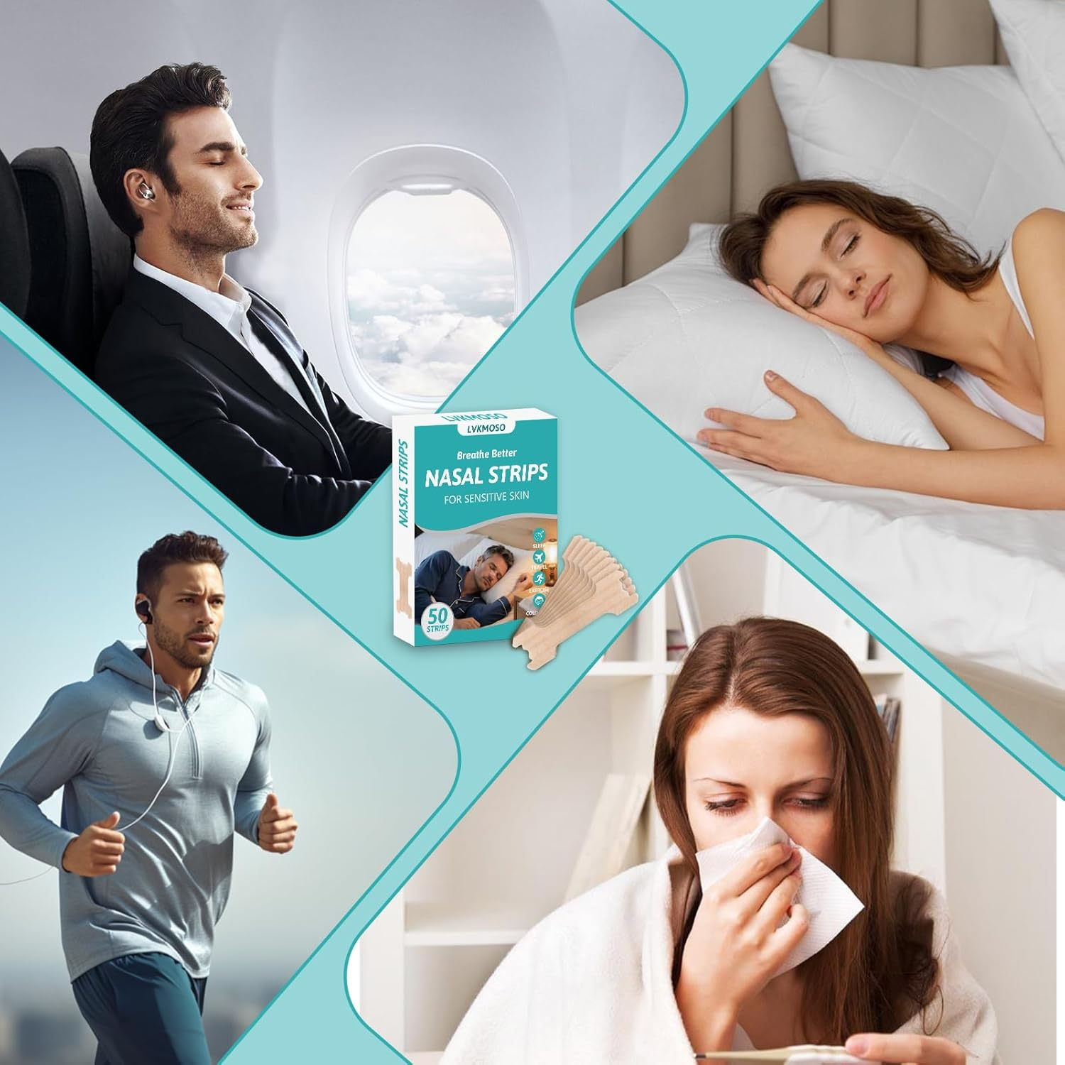 Nose Strips - Extra Strength Nasal Strips for Snoring, Breathing and Exercise - 50 Pack of Nose Tape for Sleeping
