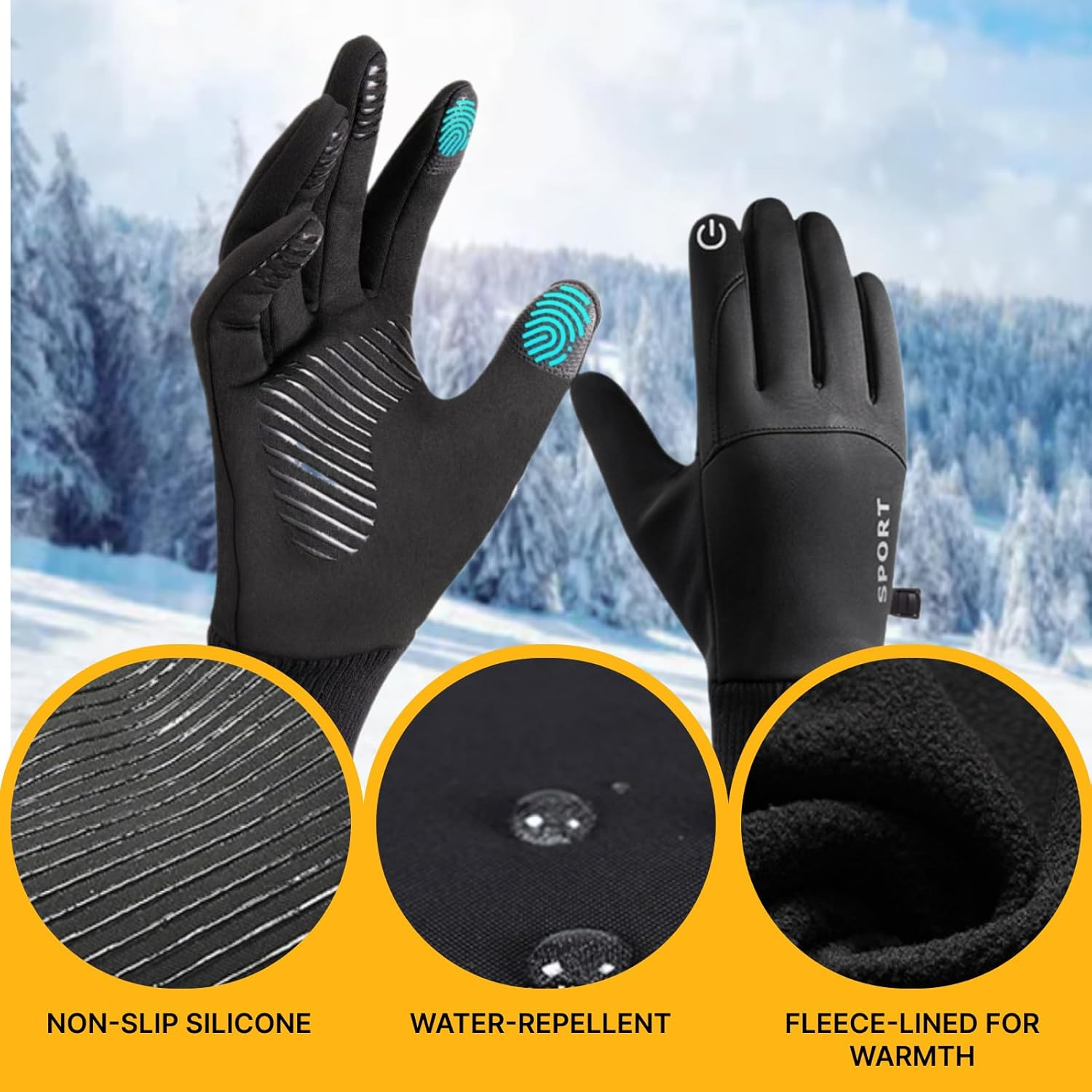Winter Gloves for Men and Women, Waterproof Touchscreen Fleece Lined Gloves for Cold Weather, Perfect for Running, Cycling, Skiing, and Outdoor Activities