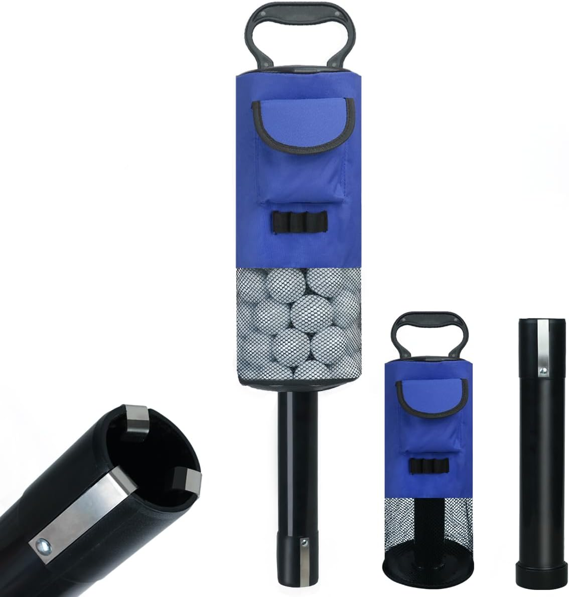 HOW TRUE Golf Ball Retriever, Portable Shag Bag Golf Ball Pick up with Removable Plastic Tube, Pocket Shagger Storage