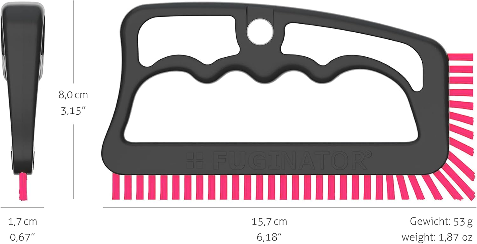 FUGINATOR&reg; Grout Brush Bundle, 2 Brushes in Grey/Pink, Cleaning Brush for Grout Cleaning in Bathroom, Toilet, Kitchen Etc. - Cleaning Wall and Floor Tiles - Handy Brush for Grouts and Tiles - Bundle 2 Brushes Grey/Green image number 2