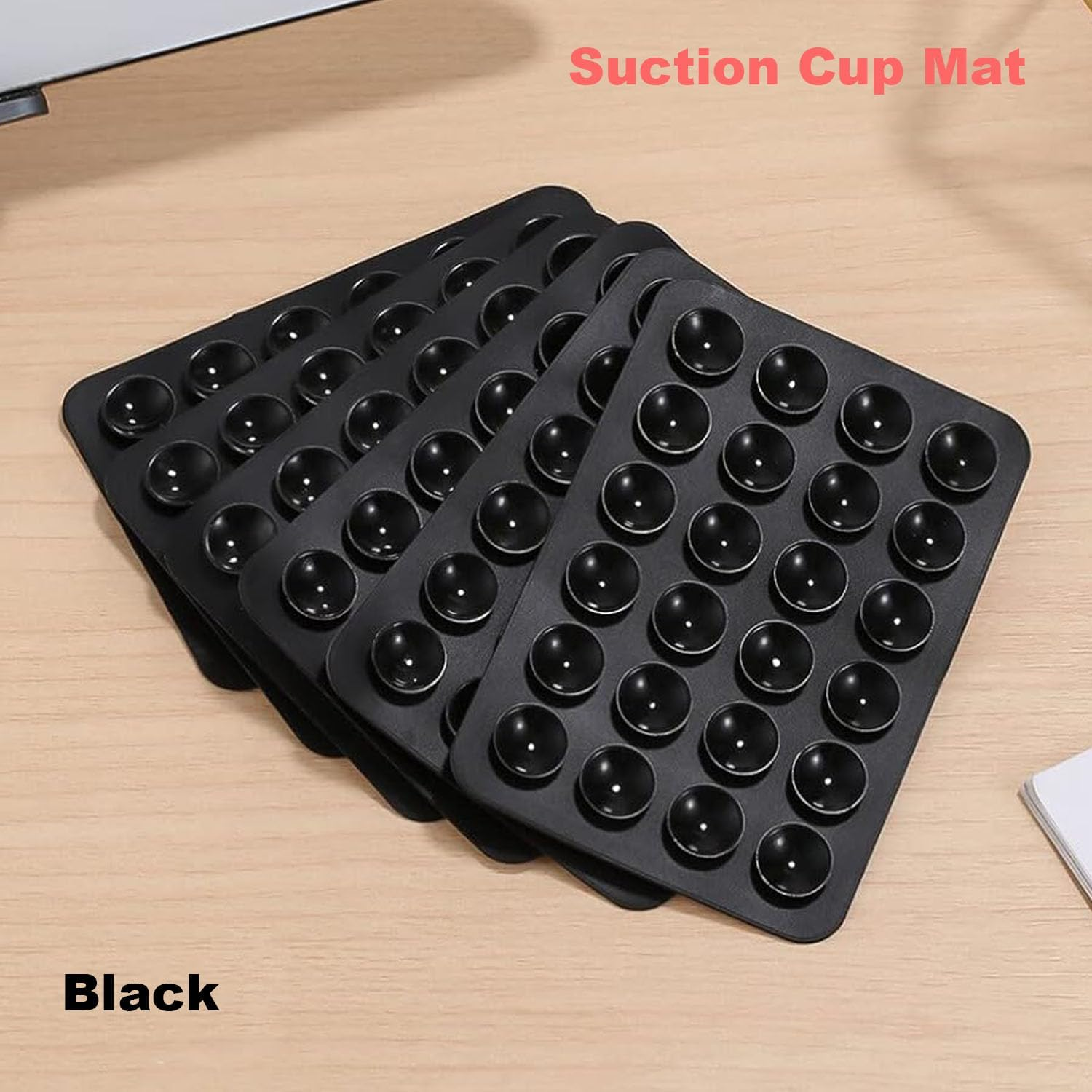 Taicols Suction Cup Mat, 6 Pcs Phone Suction Mat, Phone Case Mount, Silicone Suction Phone Case Adhesive Mount, Silicone Non Mini Hands-Free Mobile Accessory Holder Toy for Selfies and Videos (Black) image number 5