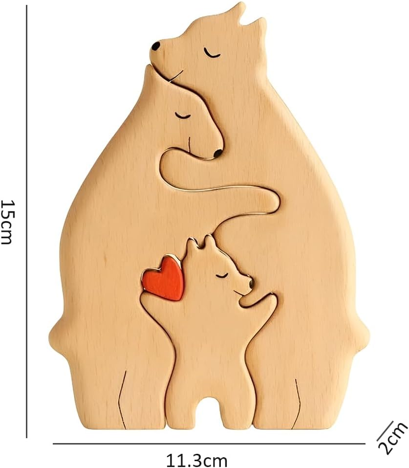 Wooden Bears Puzzle,Wood Love Animal Puzzle Decoration,3 Hug Wooden Bear,For Birthday Christmas, Anniversary Mother Day, Father Day image number 6