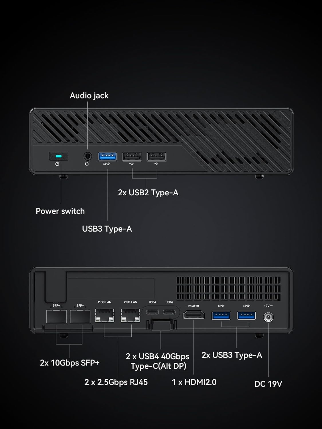 MINISFORUM Ms-01Mini PC Intel Core I9-13900H (Vpro Enterprise Support) 32GB DDR5 1TB SSD,2X 10Gbps SFP+/2X 2.5G Rj45/2X Usb4/Hdmi/1X Pcie4.0X16 Slot/Support 3X M.2 2280/22110/U.2 Ssd,Mini Workstation image number 1