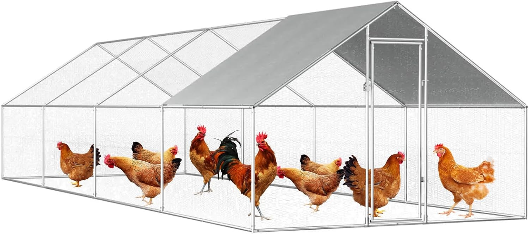 Chicken Coop Large Rabbit Hutch Pet Cage, Walk in Poultry House Coops Hen Run Ferret Habitat Farm Enclosure,2.75 X 8 X 1.92 M image number 2