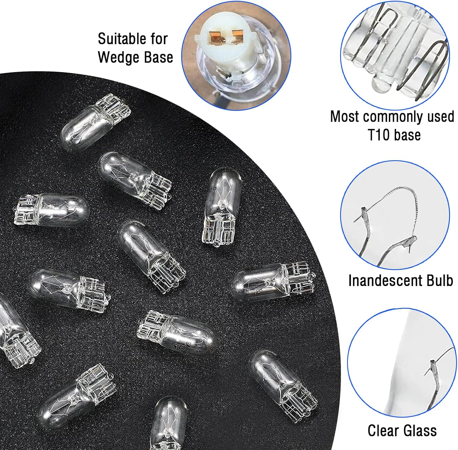 Kitnish Landscape Bulb，5W 12V T10 Wedge Led Base Light Bulbs,Low Voltage Landscape Light Bulbs for Garden Light Bulbs/Deck Light Bulbs/Yard Light Bulbs/Malibu Bulbs，Incandescent Bulb 10Pcs image number 3