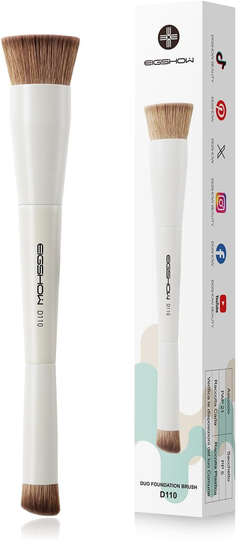 EIGSHOW Foundation Brush, Undereye Concealer Brush Oblique Concealer Brush Kabuki Brush, Flat Foundation Makeup Brush, Cream Application (D110) image number 6