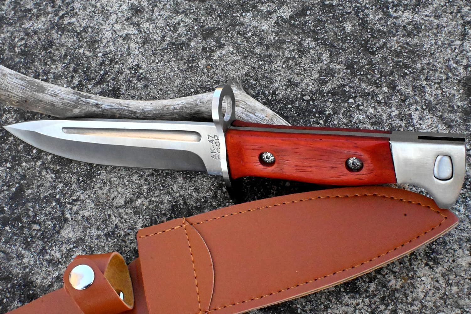 Outdoor Knife - Field Knife Made of D2 Stainless Steel - Camping Knife - Fulltang Blade with Wooden Handle-Edc - Leather Sheath -Camping Knife image number 1