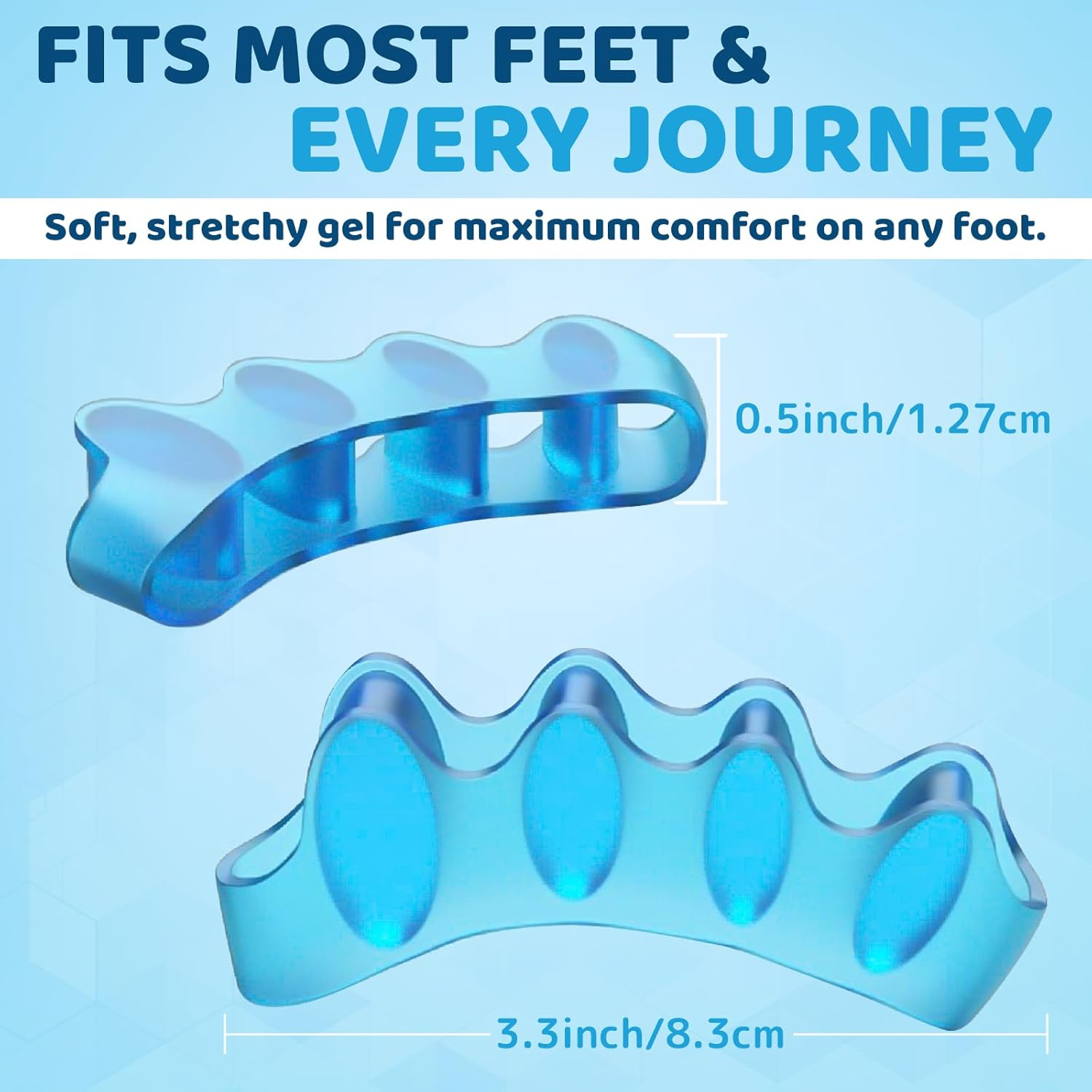 NAILGILRS Toe Separators - 2 Pair Toe Spacers Straightener to Correct Bunions, Soft Rubber Toe Spreader for Men and Women, Foot Pain Relief from Plantar Fasciitis, Hammer & Claw Toes