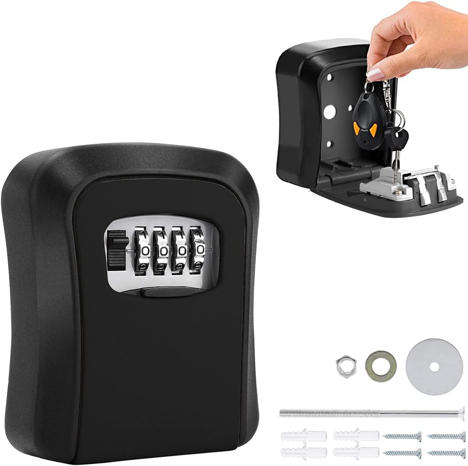 Key Lock Box, Wall Mountable Combination Lock Key Safe Storage Box Security Home Outdoor Digit image number 5