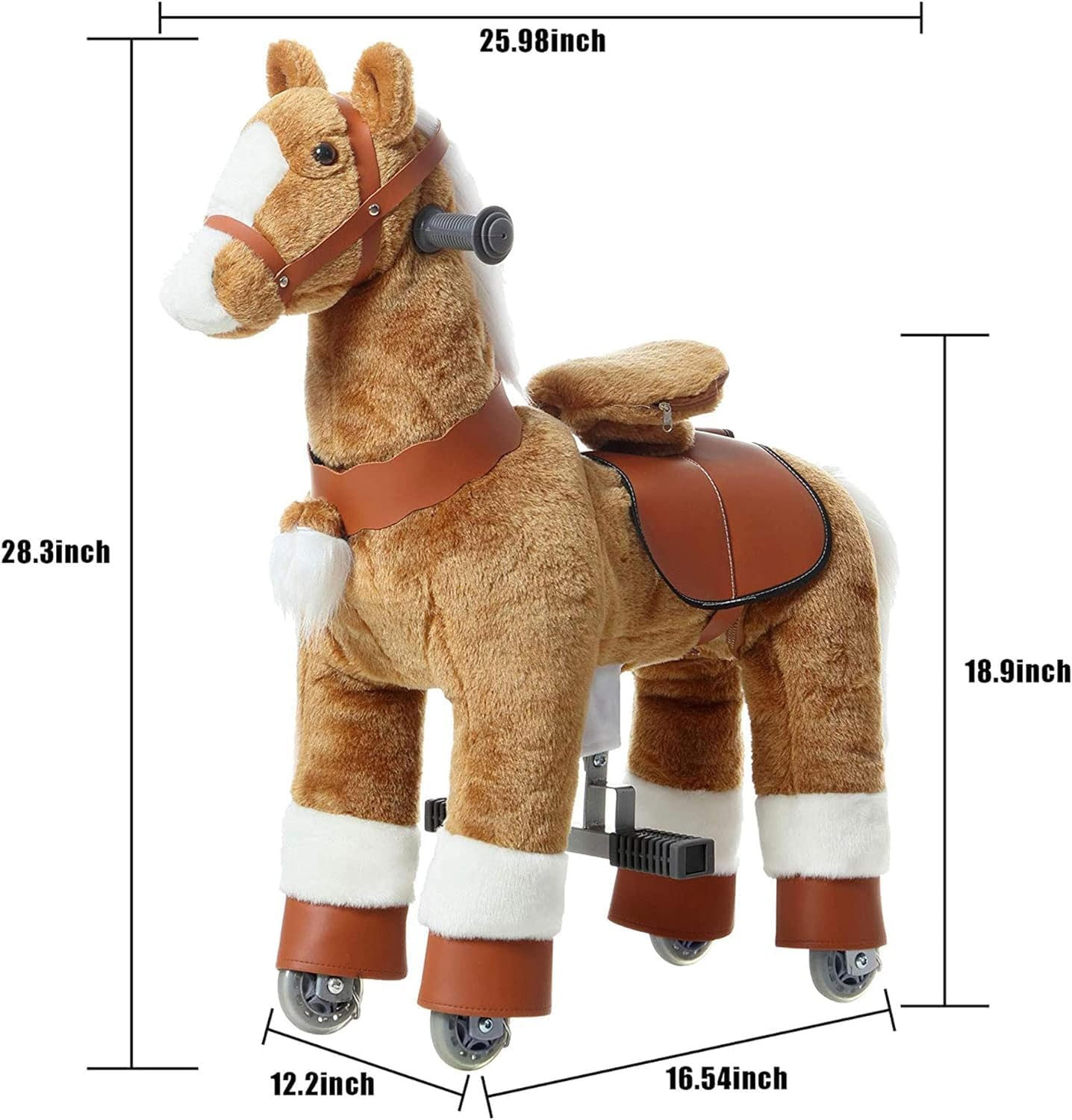 Ahatech Walking Horse Ride on Toy Plush Animal Brown Pony Small Medium Size for Ages 3-14 Years Rockin' Rider Coffee Stable Horse Ride on (Ages 3-6 Years, Brown) image number 3